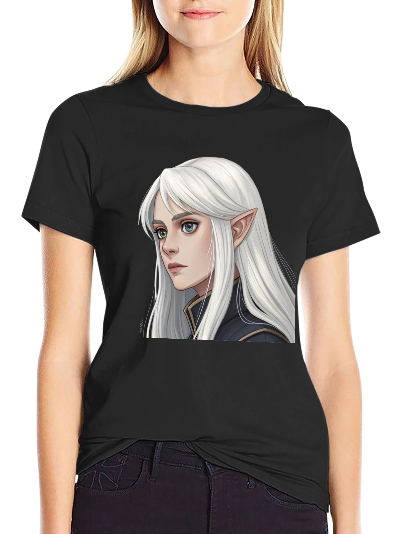 Elf Portrait Black T-Shirt