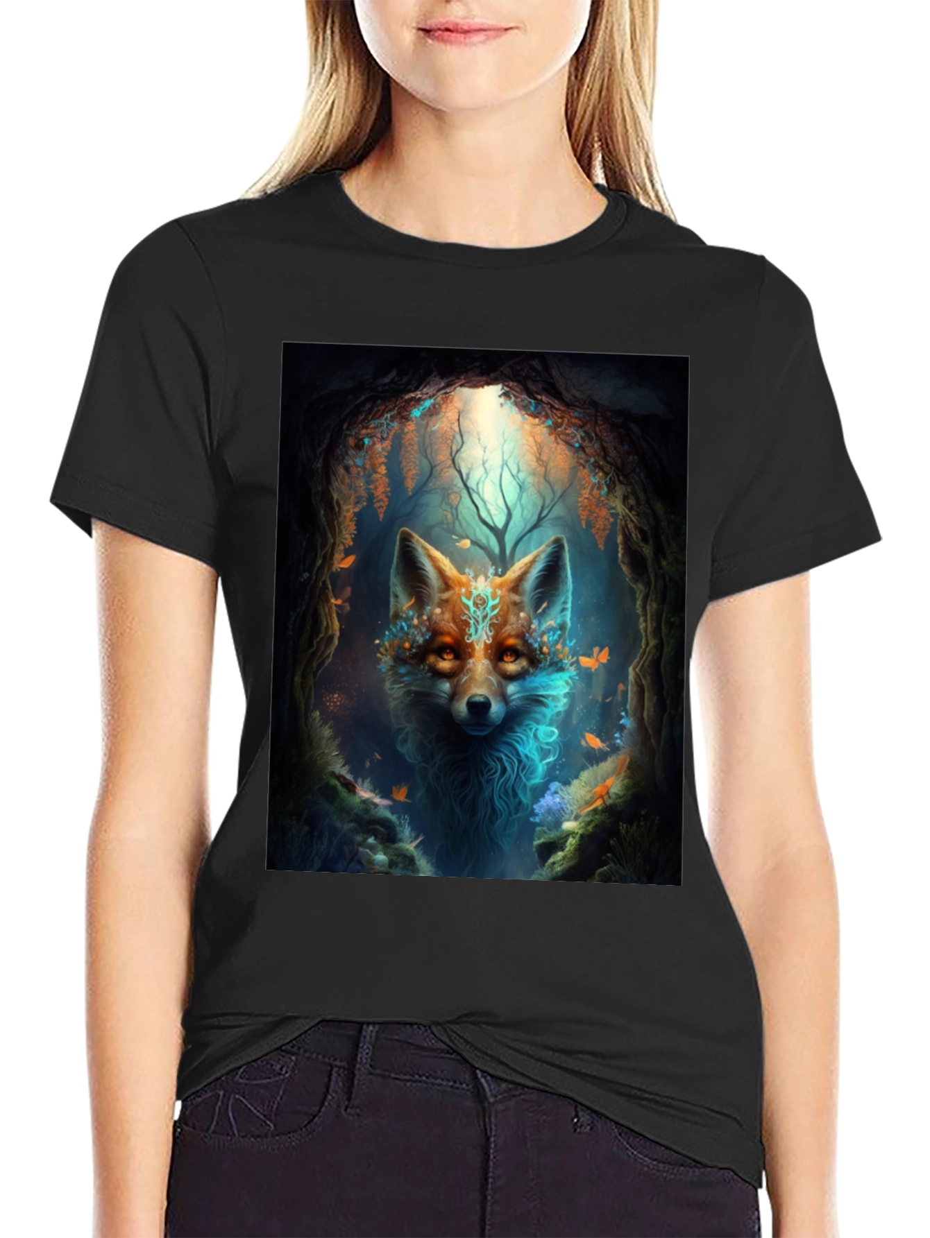 Mystic Fox Graphic Tee - Black