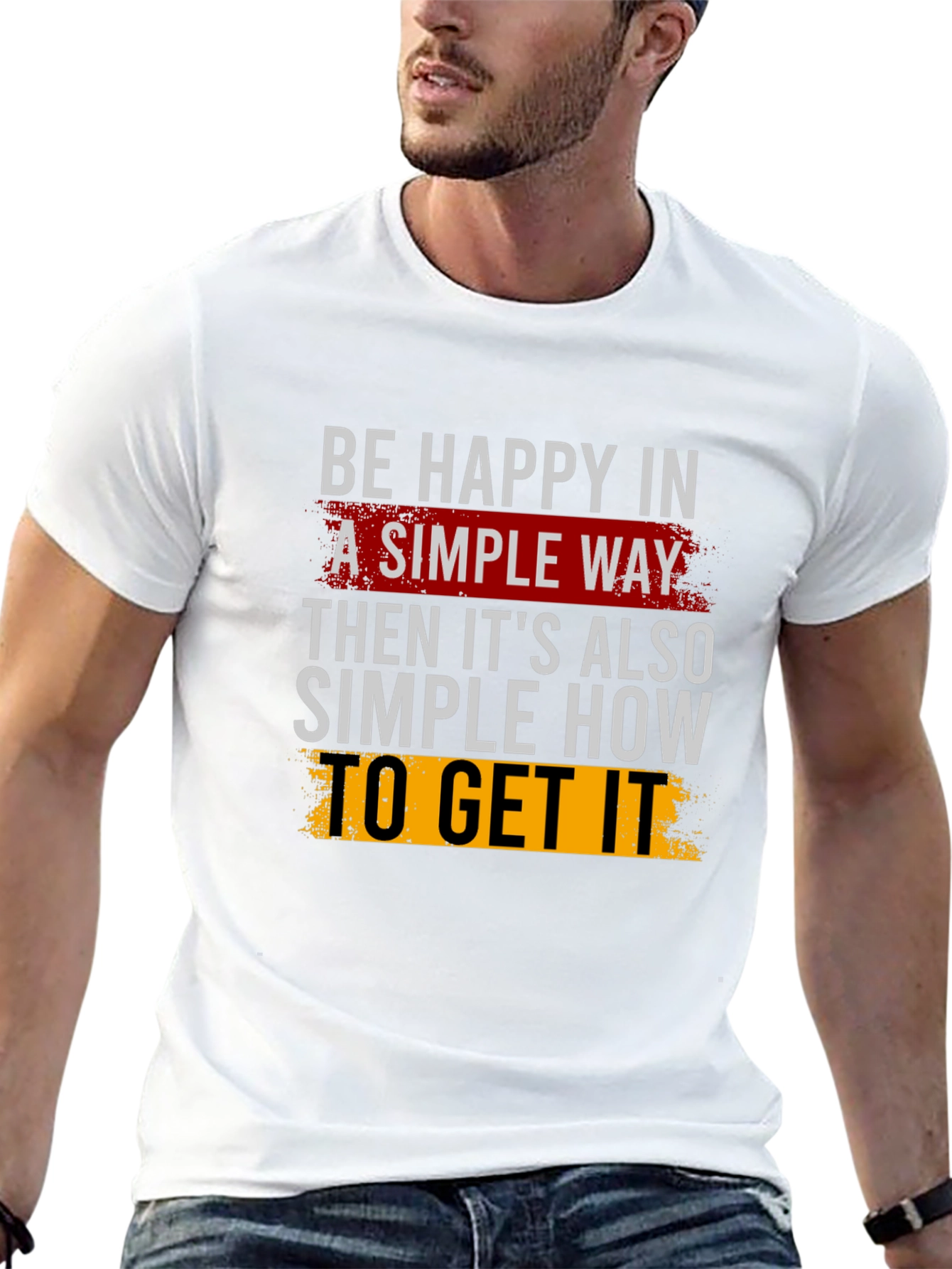 Be Happy Slogan Black Graphic Tee