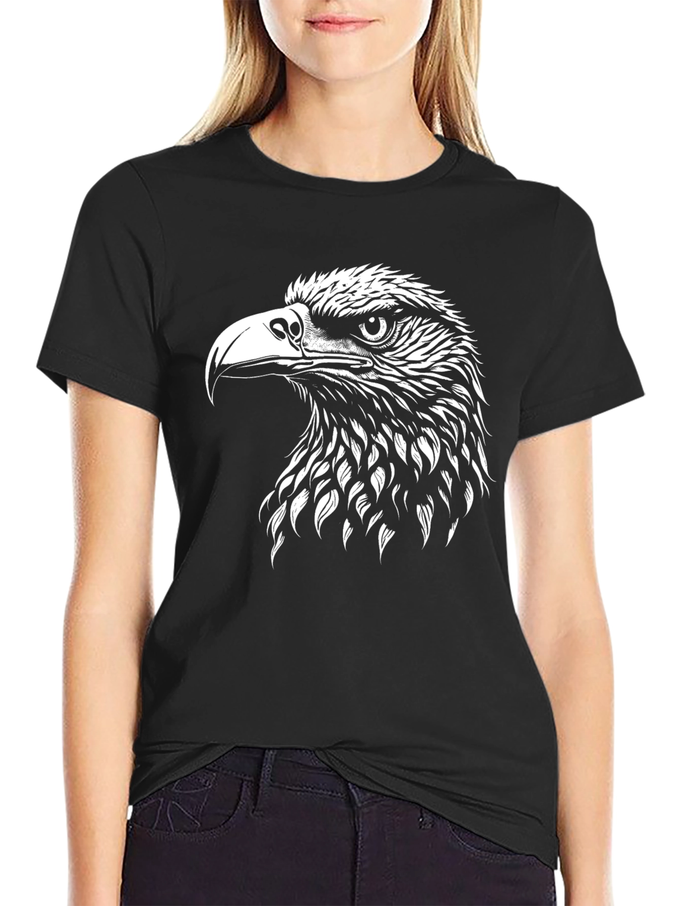 Bold Eagle Graphic Tee - Classic Black Cotton