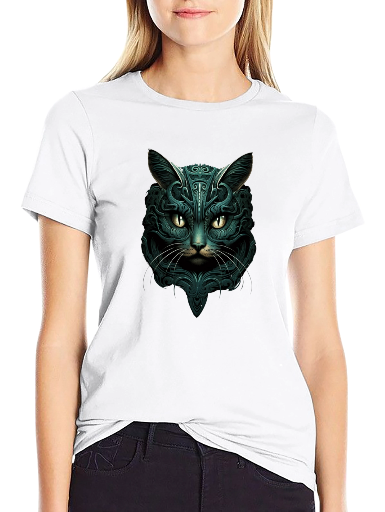 Mystic Cat Graphic Tee - Black