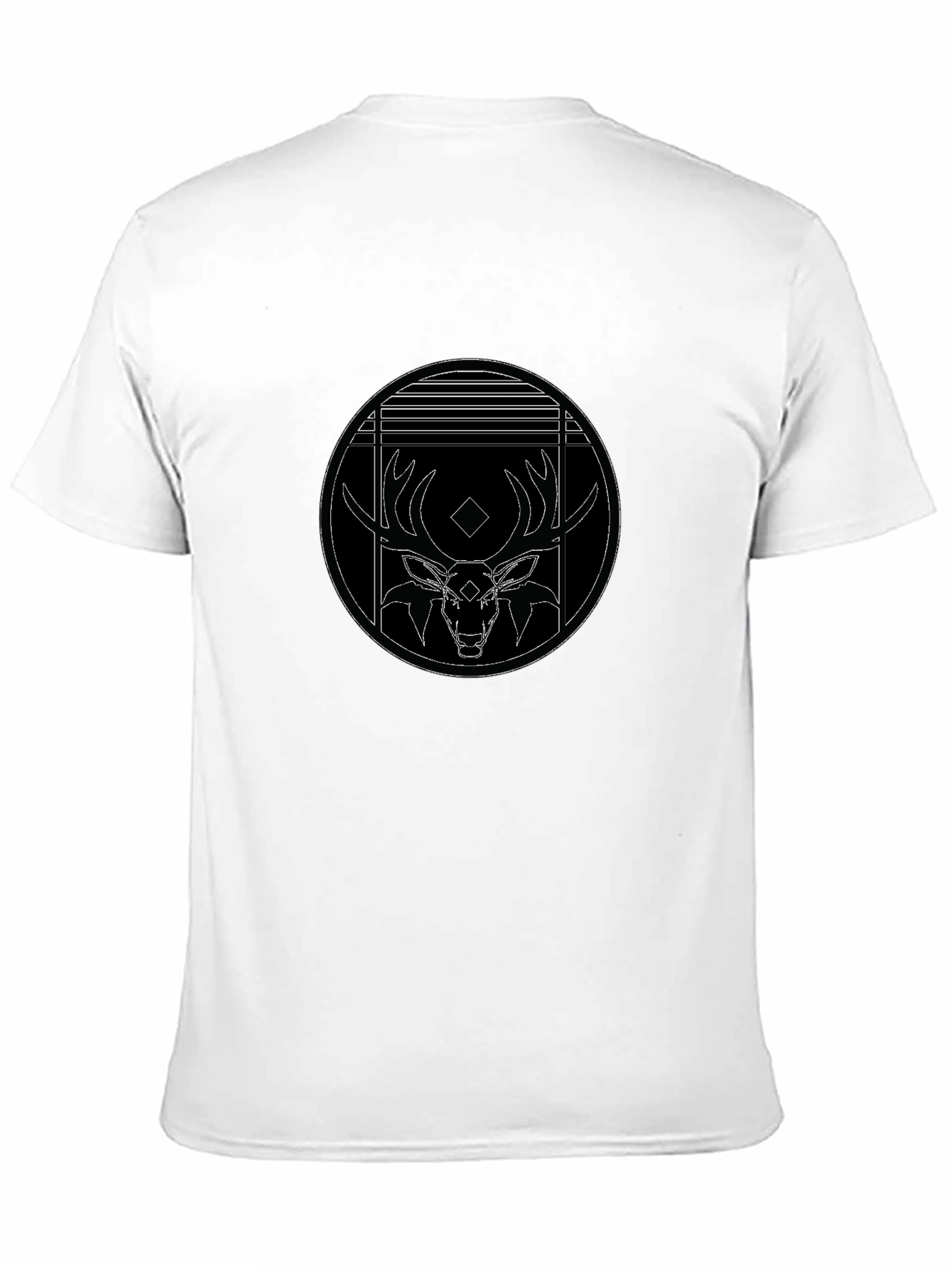 Black T-Shirt with Deer Graphic Print