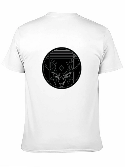Black T-Shirt with Deer Graphic Print