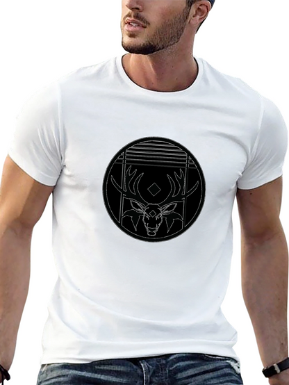 Black T-Shirt with Deer Graphic Print