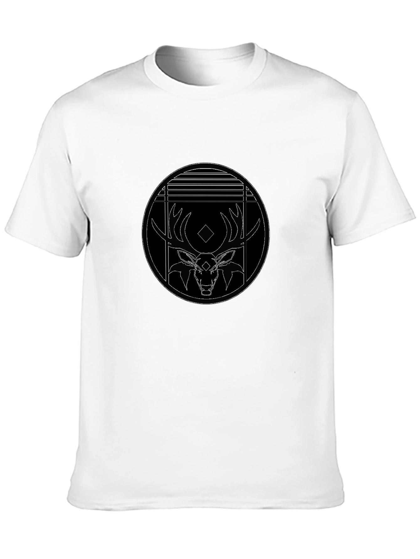 Black T-Shirt with Deer Graphic Print