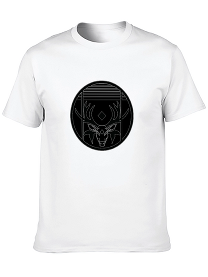 Black T-Shirt with Deer Graphic Print