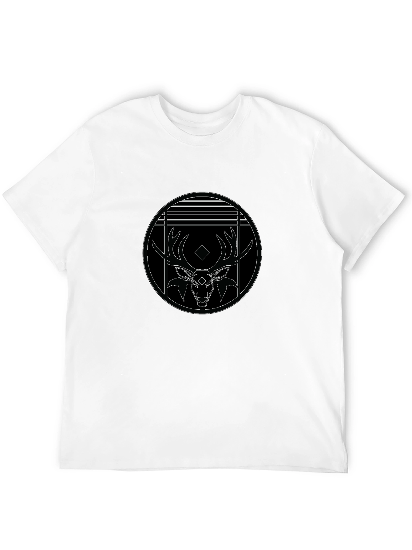 Black T-Shirt with Deer Graphic Print