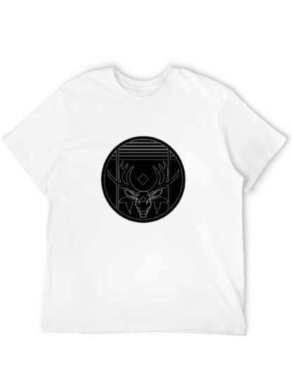 Black T-Shirt with Deer Graphic Print