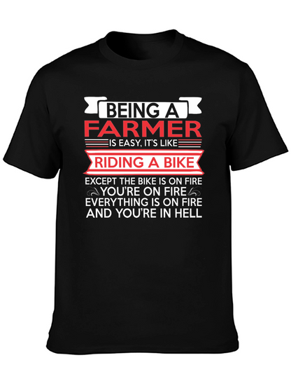 Funny Farmer T-Shirt: Riding a Bike in Hell