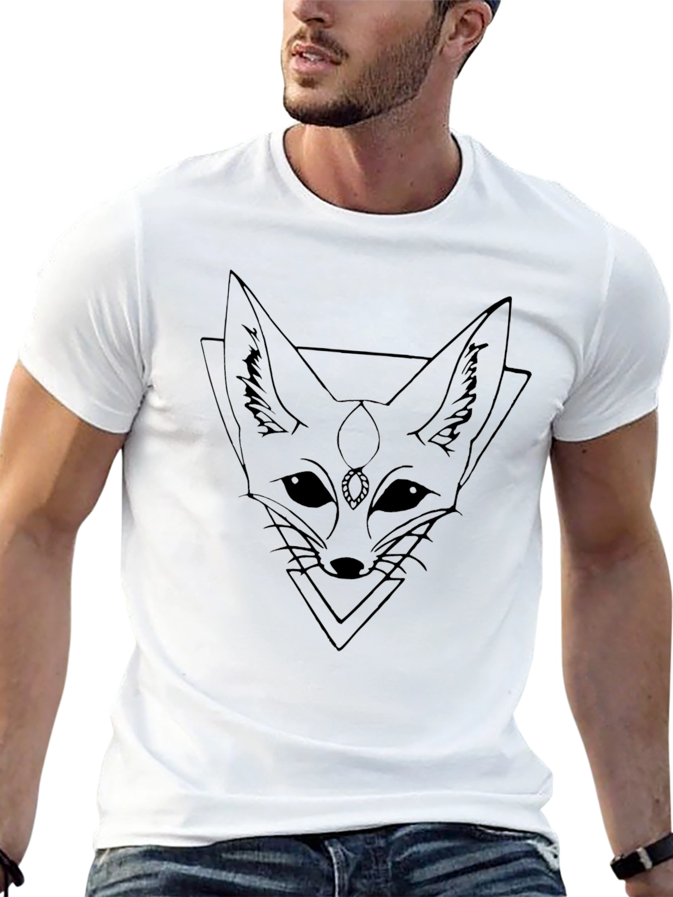 Geometric Fox Tee - Black Graphic T-Shirt
