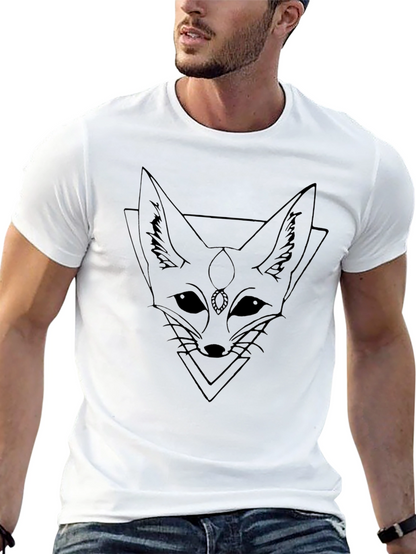 Geometric Fox Tee - Black Graphic T-Shirt