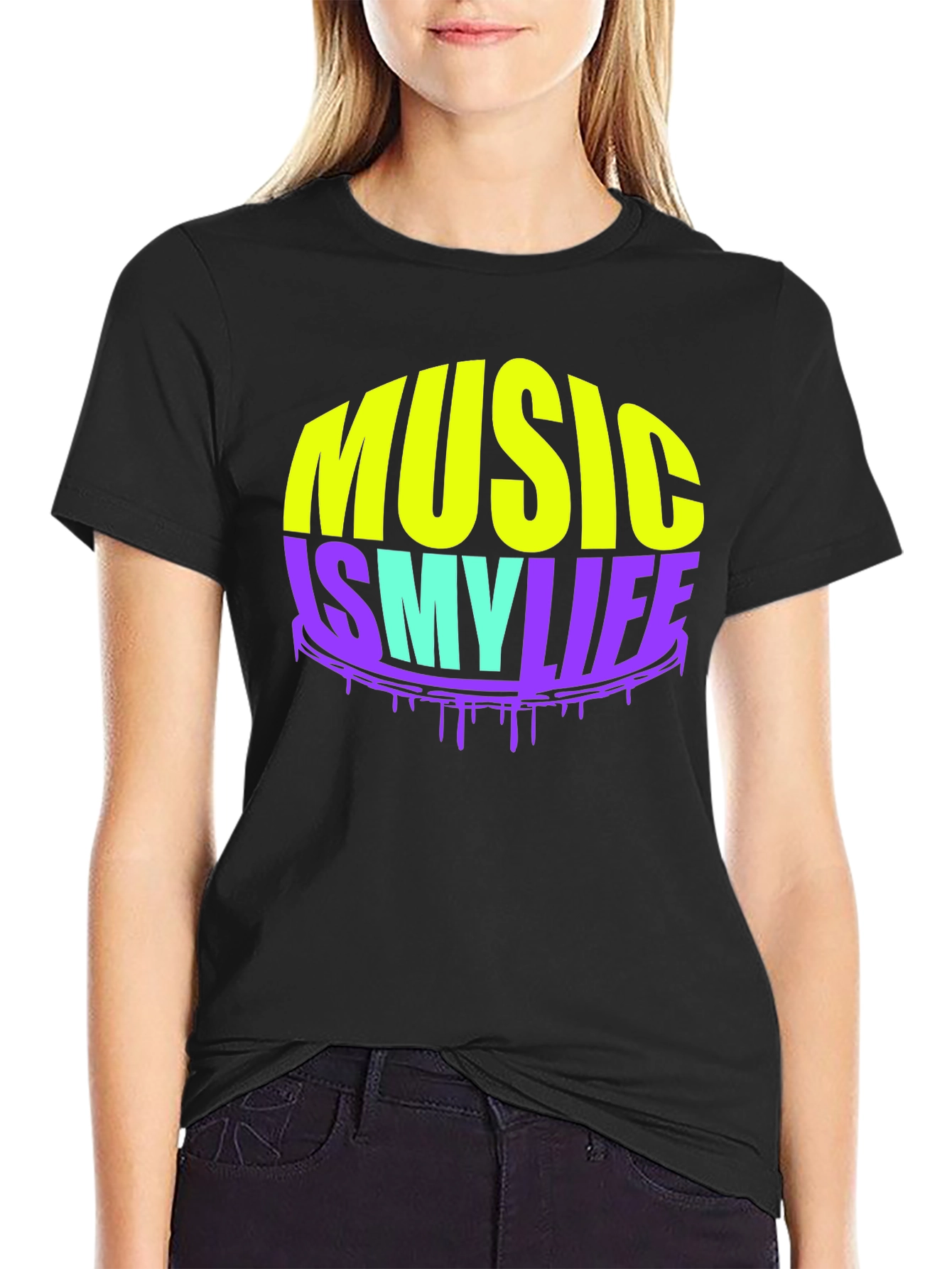 Music Is My Life Black Graphic Tee