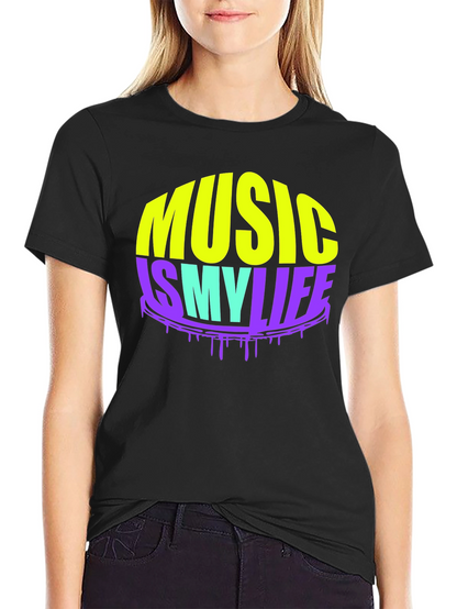 Music Is My Life Black Graphic Tee