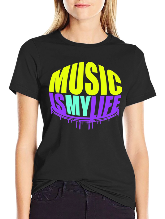 Music Is My Life Black Graphic Tee