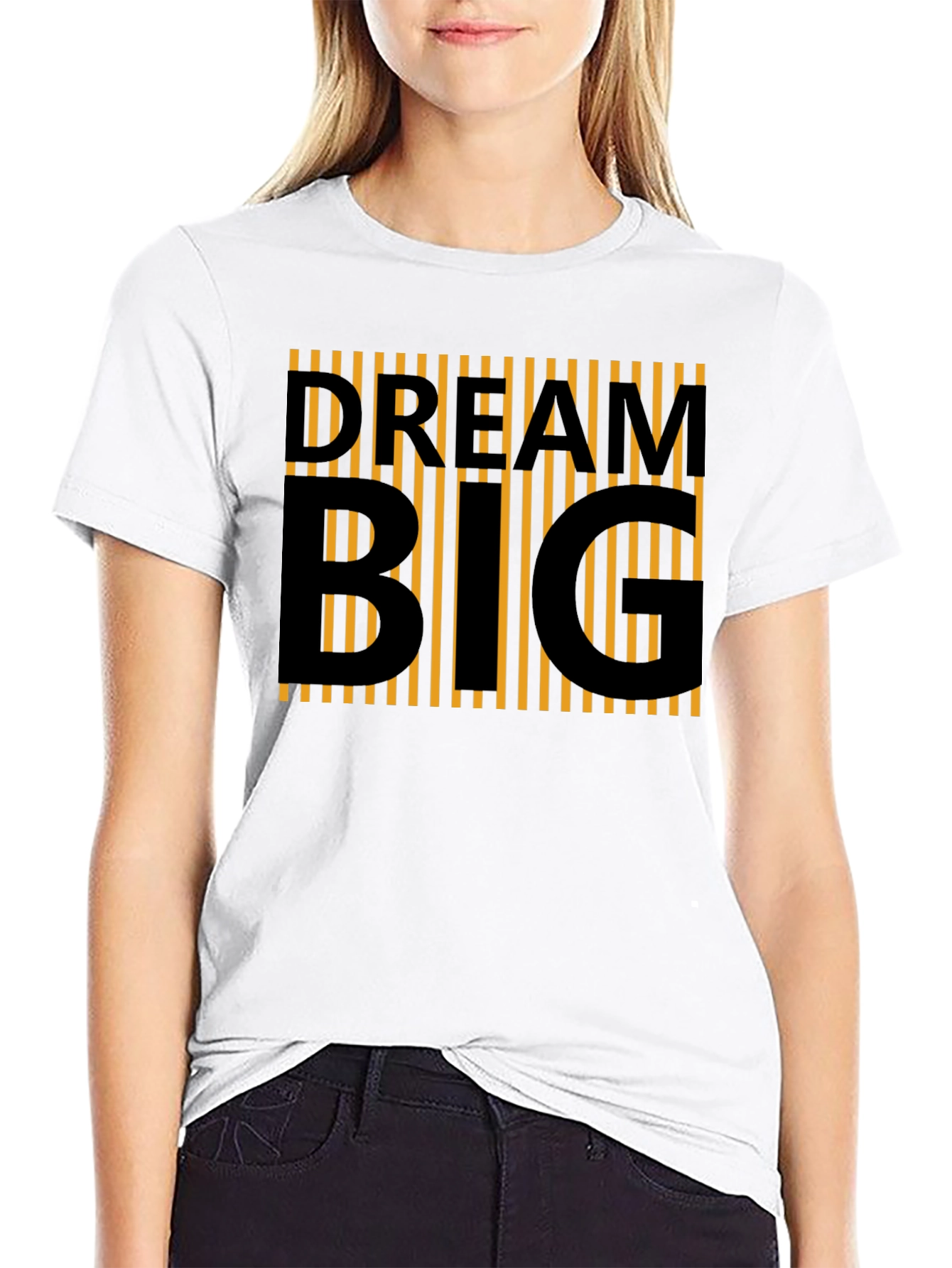 Dream Big Graphic Tee - Black Cotton Casual