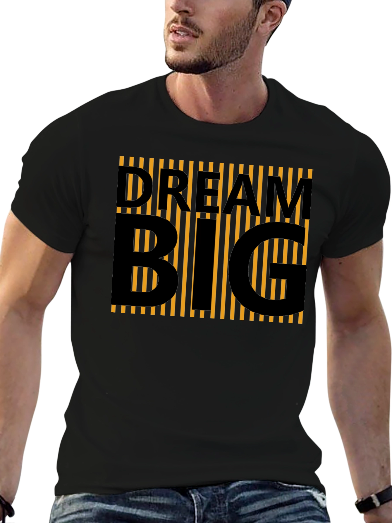 Dream Big Graphic Tee - Black Cotton Casual