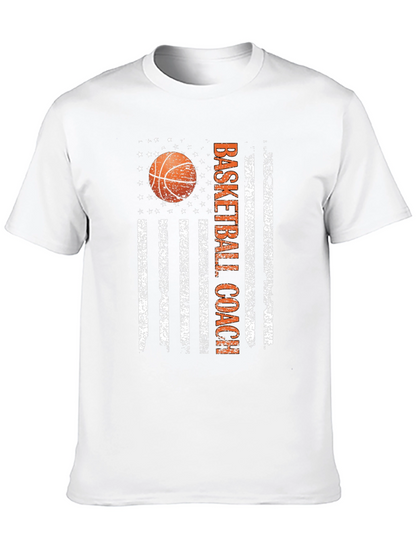 Basketball Coach American Flag Graphic T-Shirt