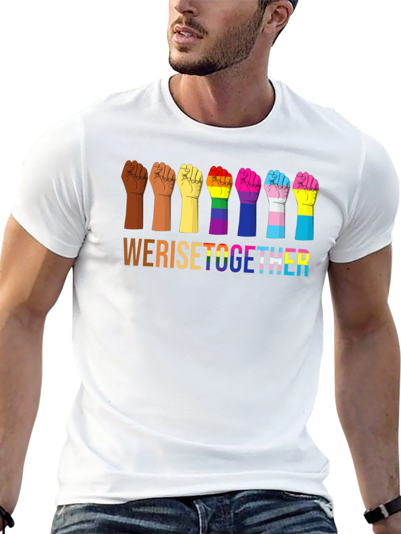 We Rise Together Pride Fist T-Shirt