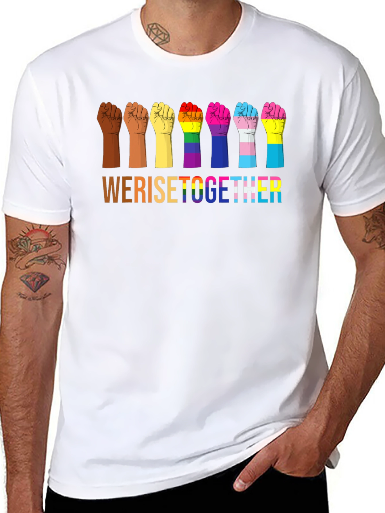 We Rise Together Pride Fist T-Shirt