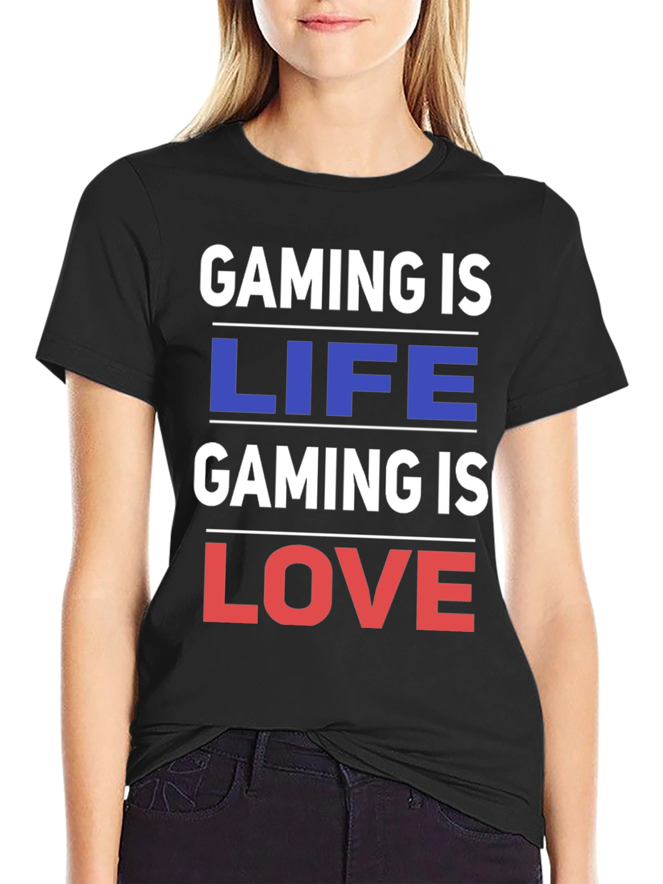 Gaming is Life Gaming is Love - Black T-Shirt