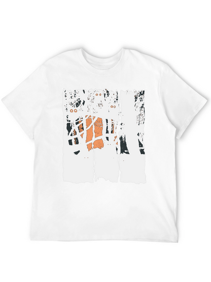 Distressed Basketball Graphic Tee - Black Cotton T-Shirt