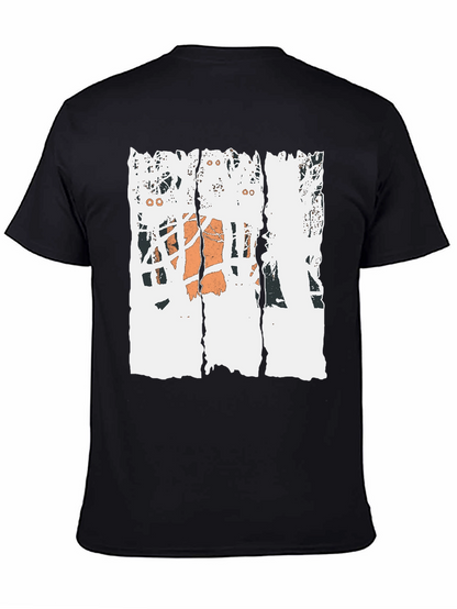 Distressed Basketball Graphic Tee - Black Cotton T-Shirt