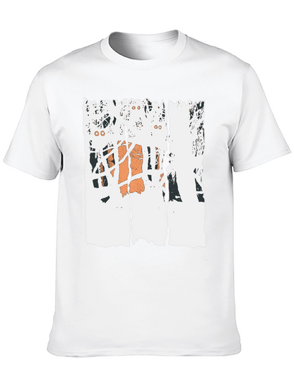 Distressed Basketball Graphic Tee - Black Cotton T-Shirt