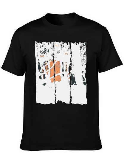 Distressed Basketball Graphic Tee - Black Cotton T-Shirt