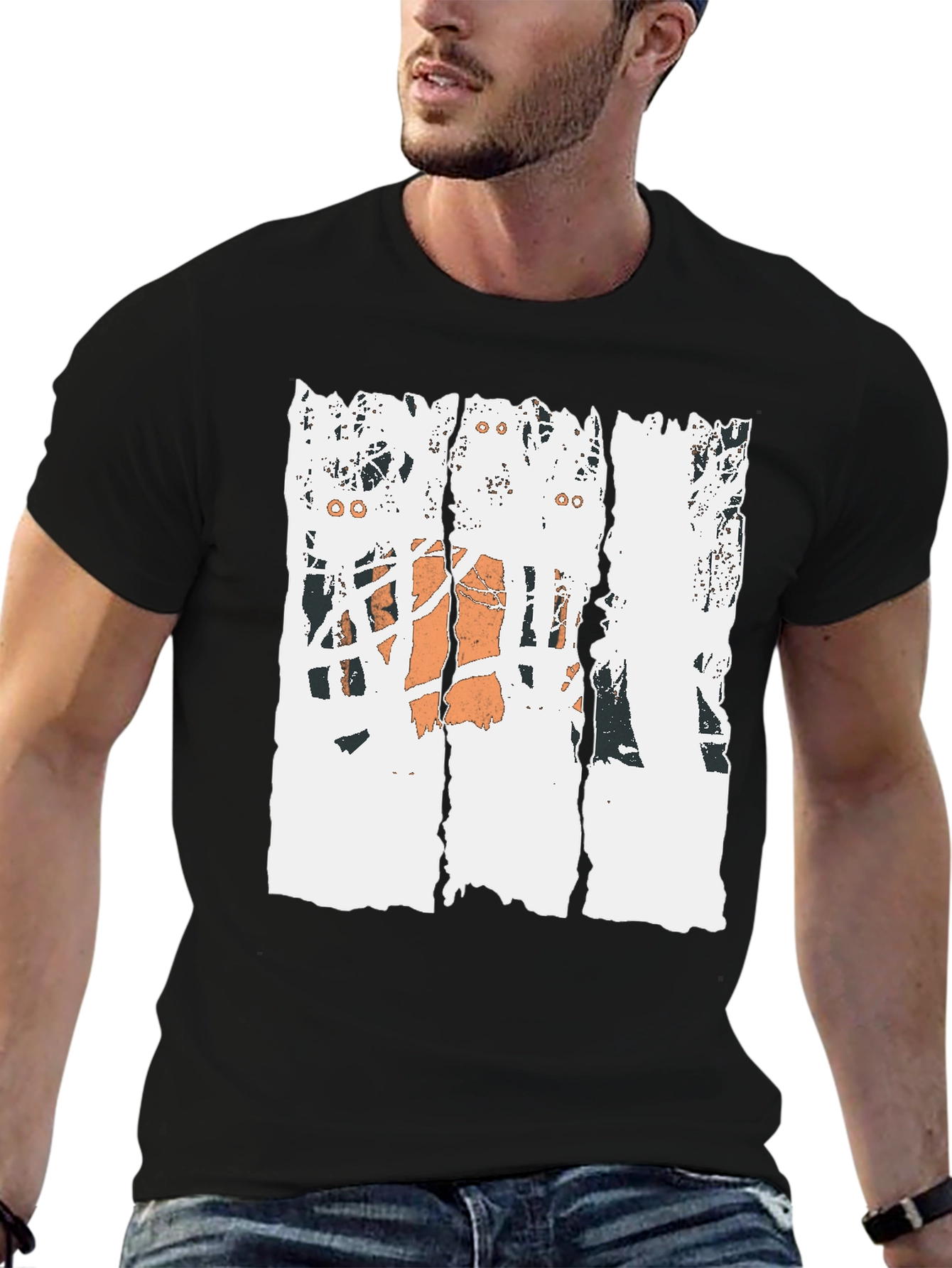 Distressed Basketball Graphic Tee - Black Cotton T-Shirt