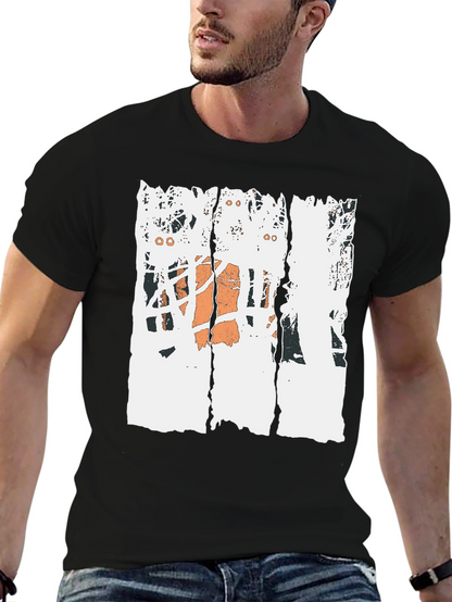 Distressed Basketball Graphic Tee - Black Cotton T-Shirt