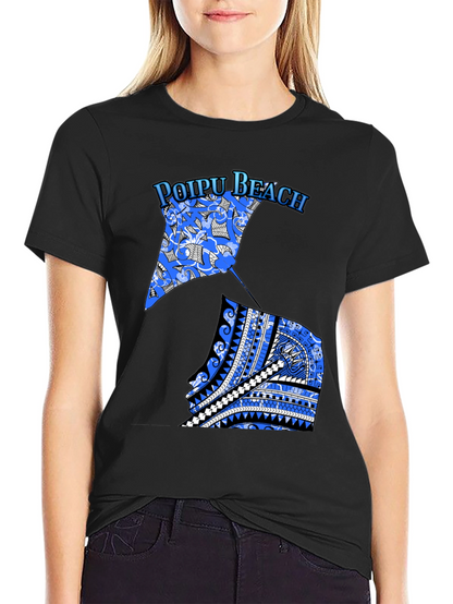 Poipu Beach Manta Ray Graphic Tee - Black