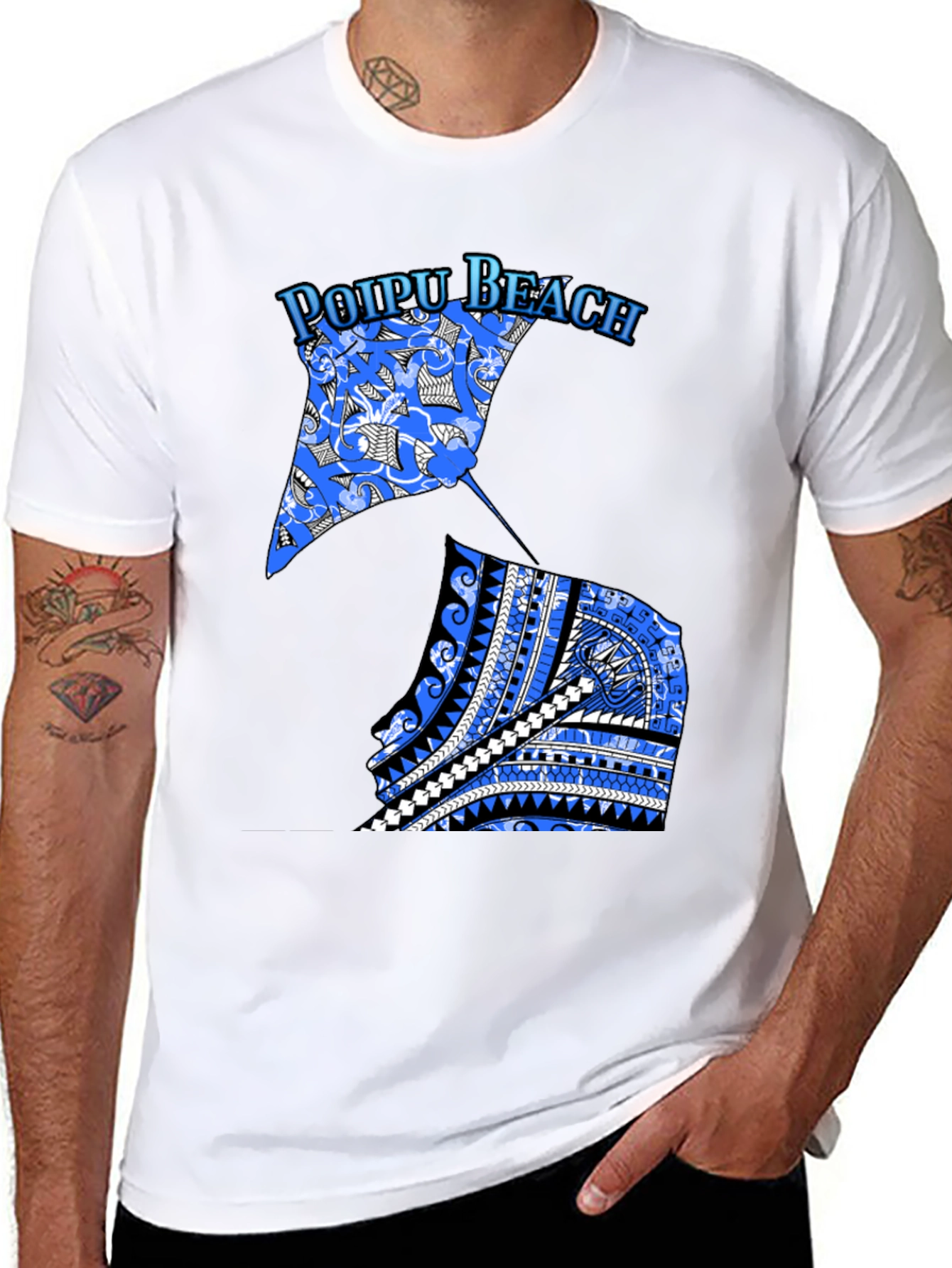 Poipu Beach Manta Ray Graphic Tee - Black