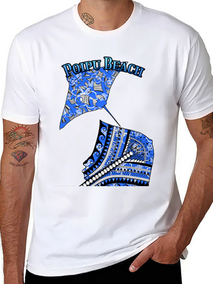 Poipu Beach Manta Ray Graphic Tee - Black