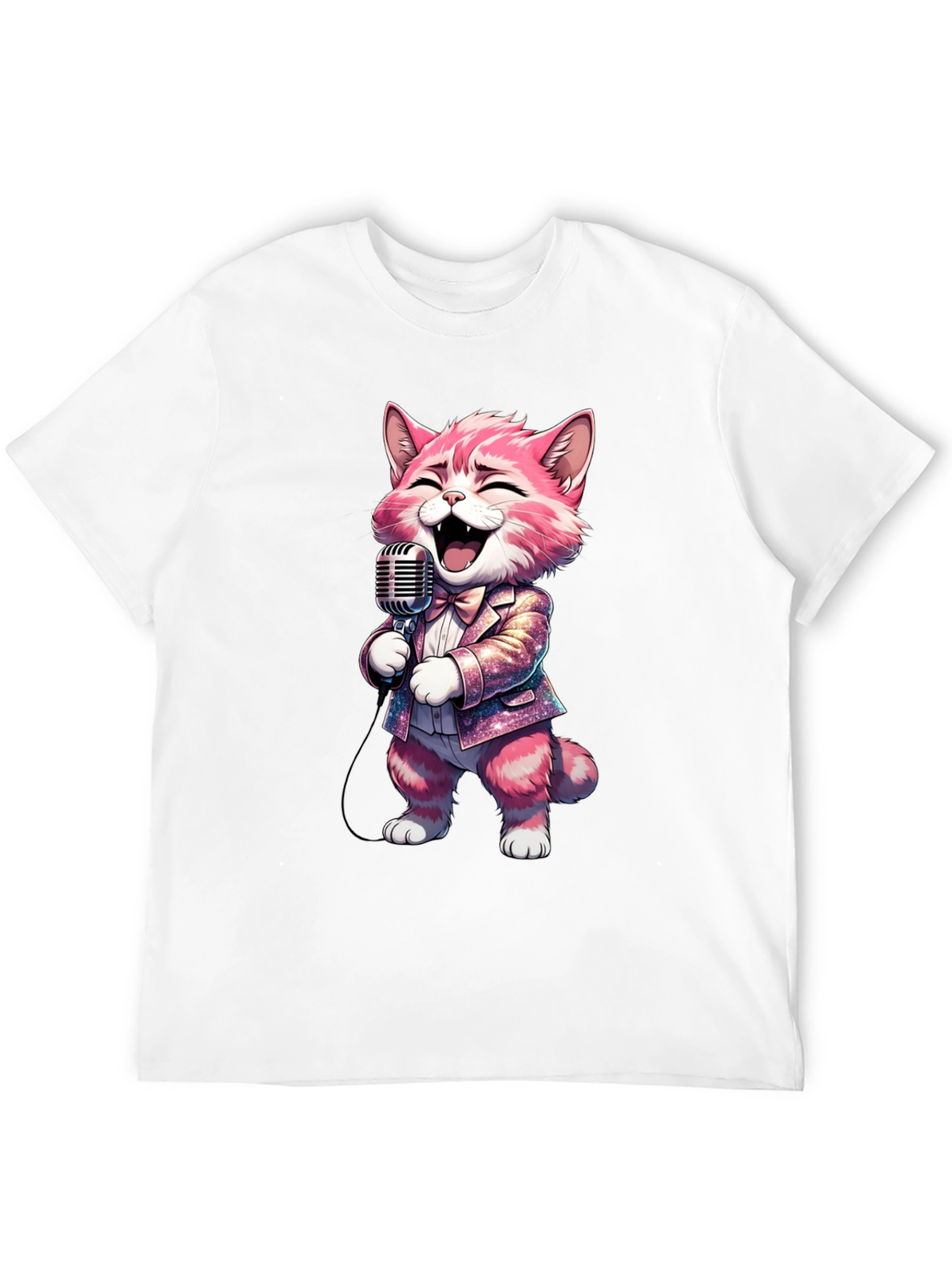 Singing Cat T-Shirt - Black Cotton Blend