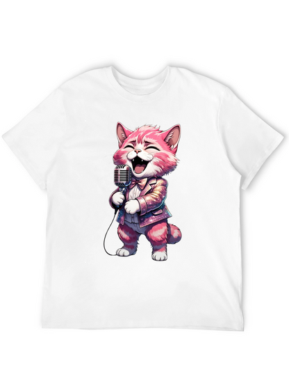 Singing Cat T-Shirt - Black Cotton Blend