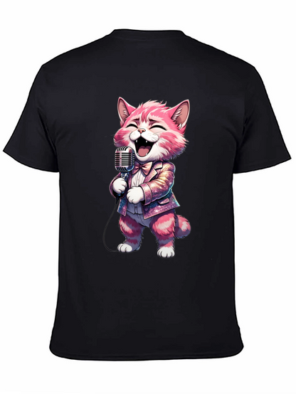 Singing Cat T-Shirt - Black Cotton Blend