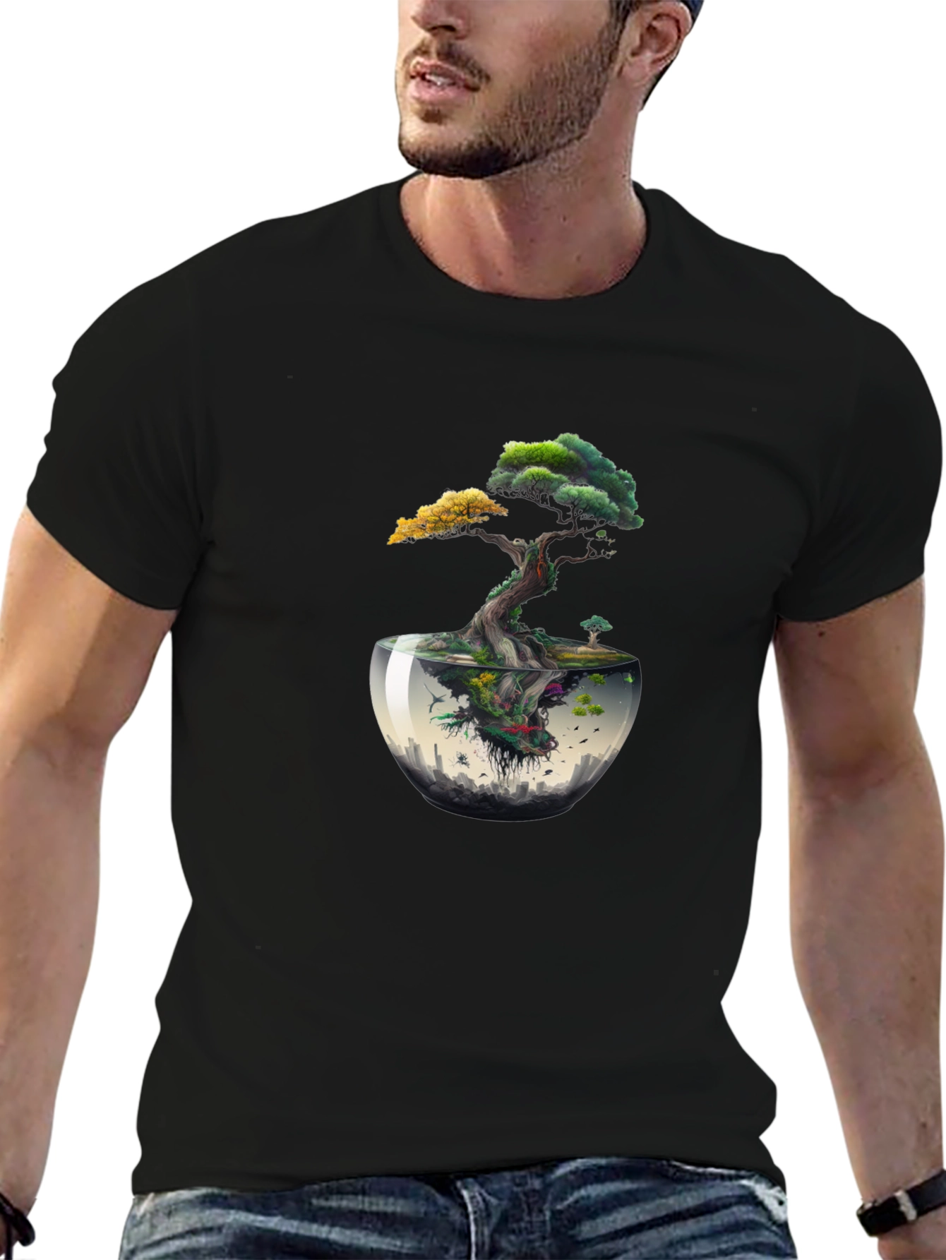 Unique Bonsai Tree Graphic Tee - Nature Inspired Design