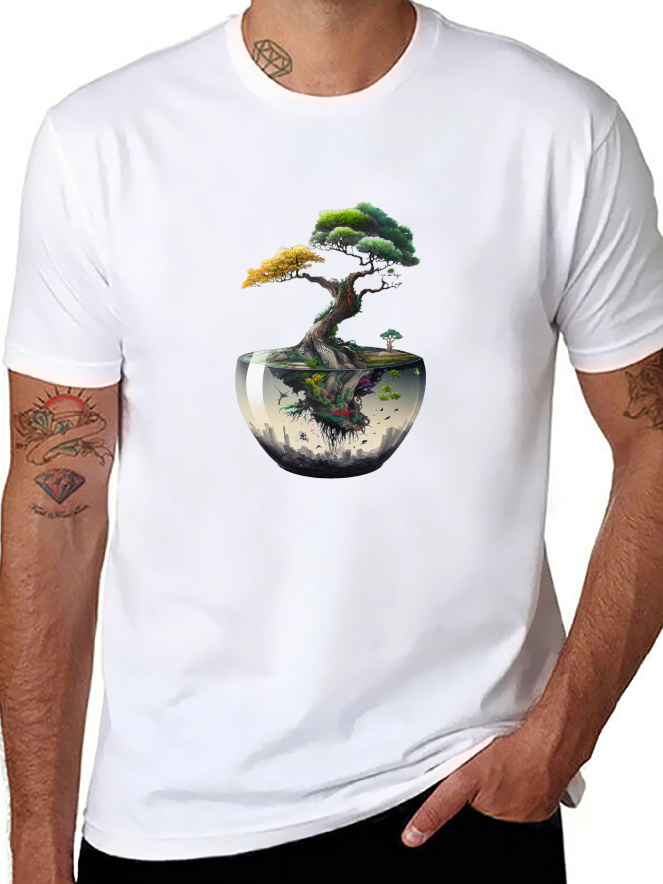 Unique Bonsai Tree Graphic Tee - Nature Inspired Design