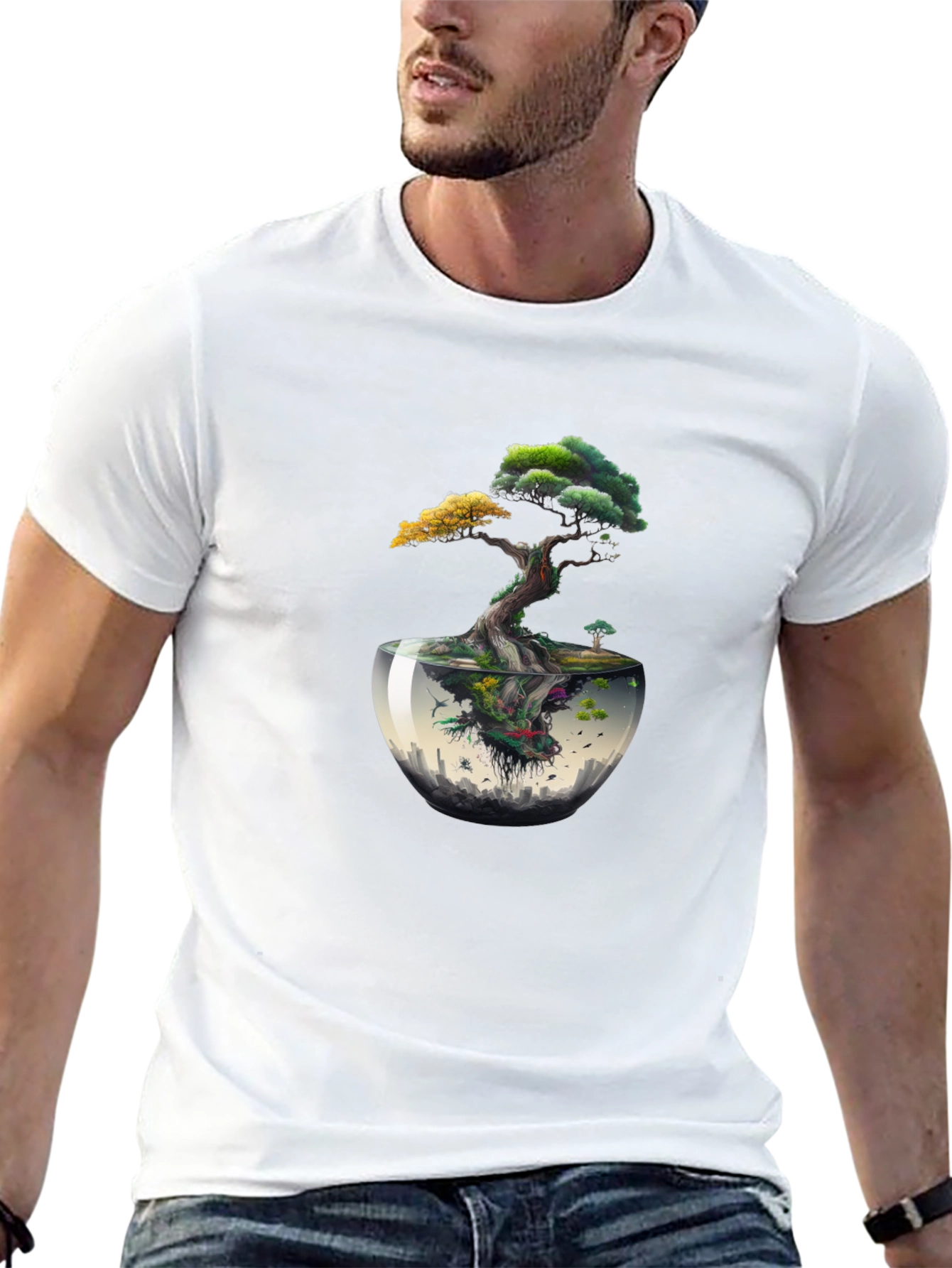 Unique Bonsai Tree Graphic Tee - Nature Inspired Design