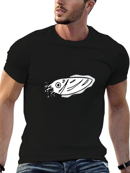 Black T-Shirt with Fish Graphic