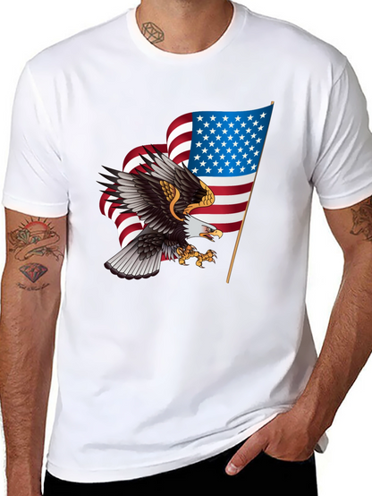 Patriotic Eagle & US Flag Graphic T-Shirt