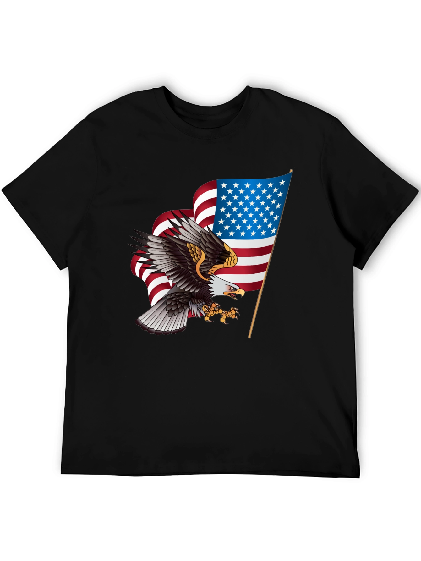 Patriotic Eagle & US Flag Graphic T-Shirt