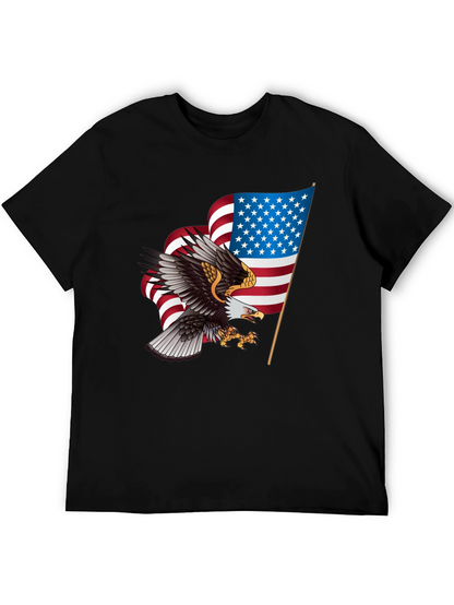Patriotic Eagle & US Flag Graphic T-Shirt