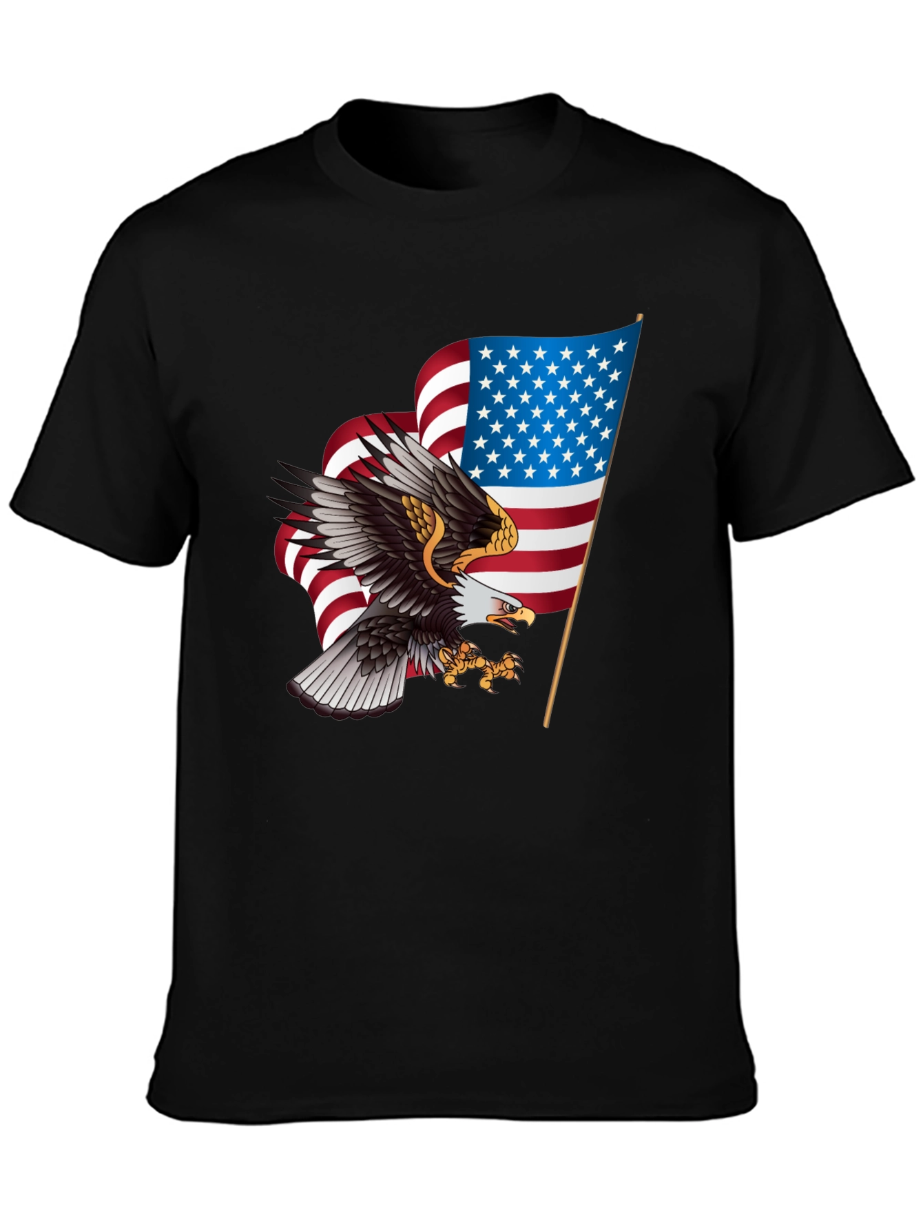 Patriotic Eagle & US Flag Graphic T-Shirt