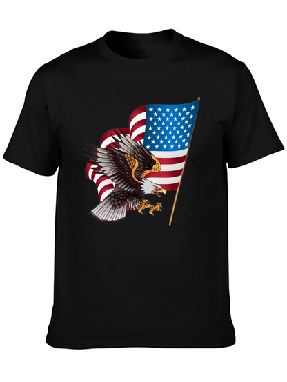 Patriotic Eagle & US Flag Graphic T-Shirt
