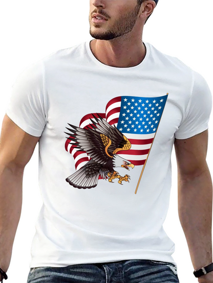 Patriotic Eagle & US Flag Graphic T-Shirt