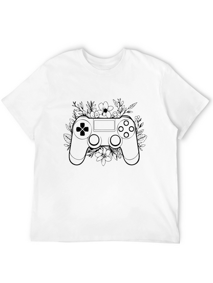 Floral Gaming Controller Black T-Shirt