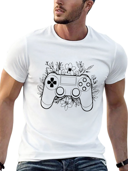 Floral Gaming Controller Black T-Shirt
