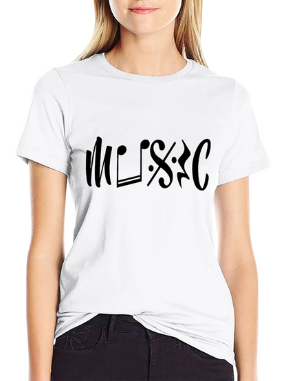 Music Note Design T-Shirt - Black