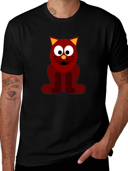 Funky Cat Graphic Tee - Black Casual T-Shirt